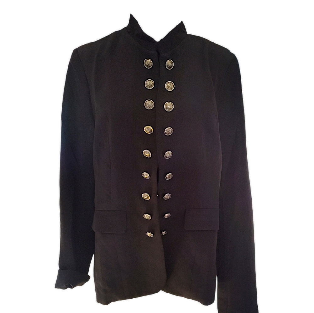 Black Tailored Blazer with Stand-Up Collar